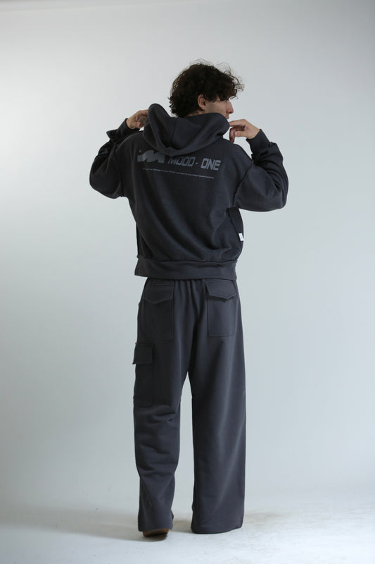 Felpa crop REVERSIBILE cappuccio piombo