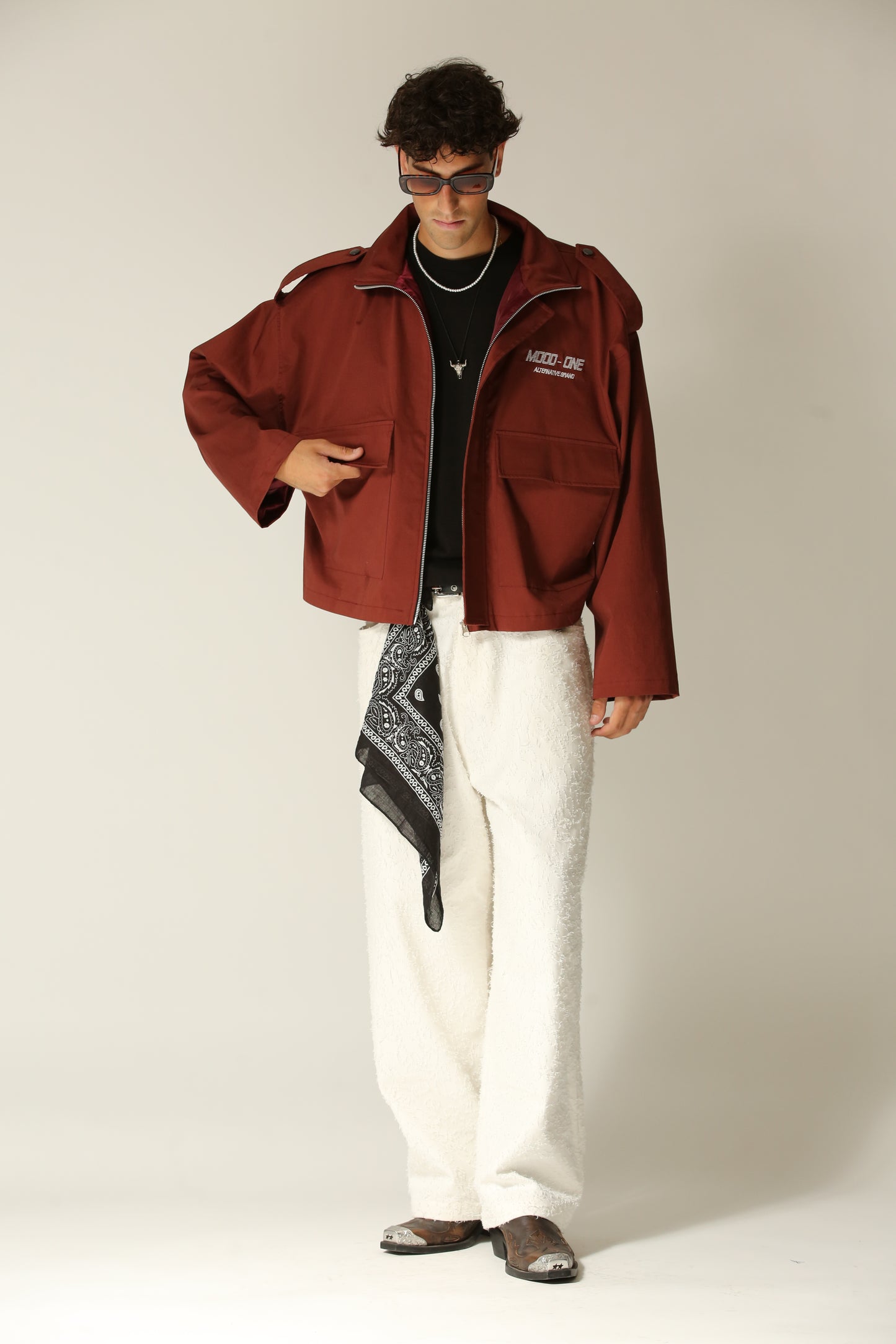 Giubbotto oversize crop bordeaux
