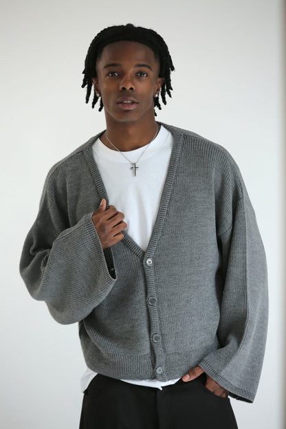 Cardigan crop over grigio