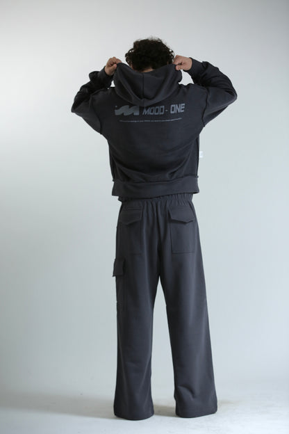 Felpa crop REVERSIBILE cappuccio piombo