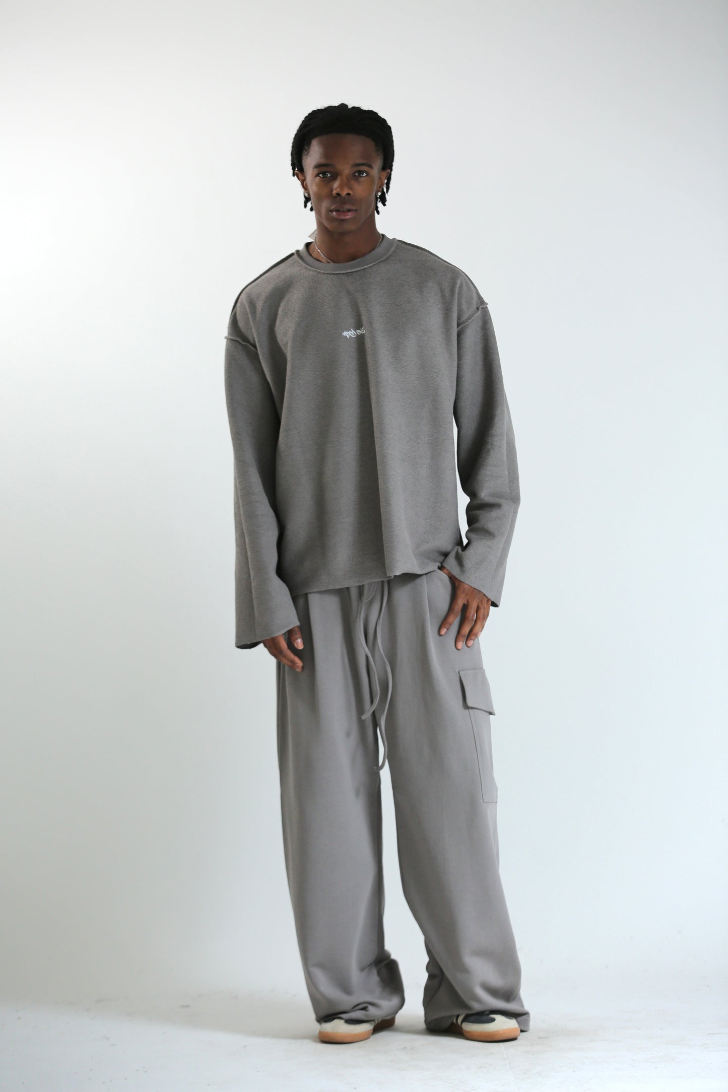 Pantalone Baggy felpa tasconato grigio
