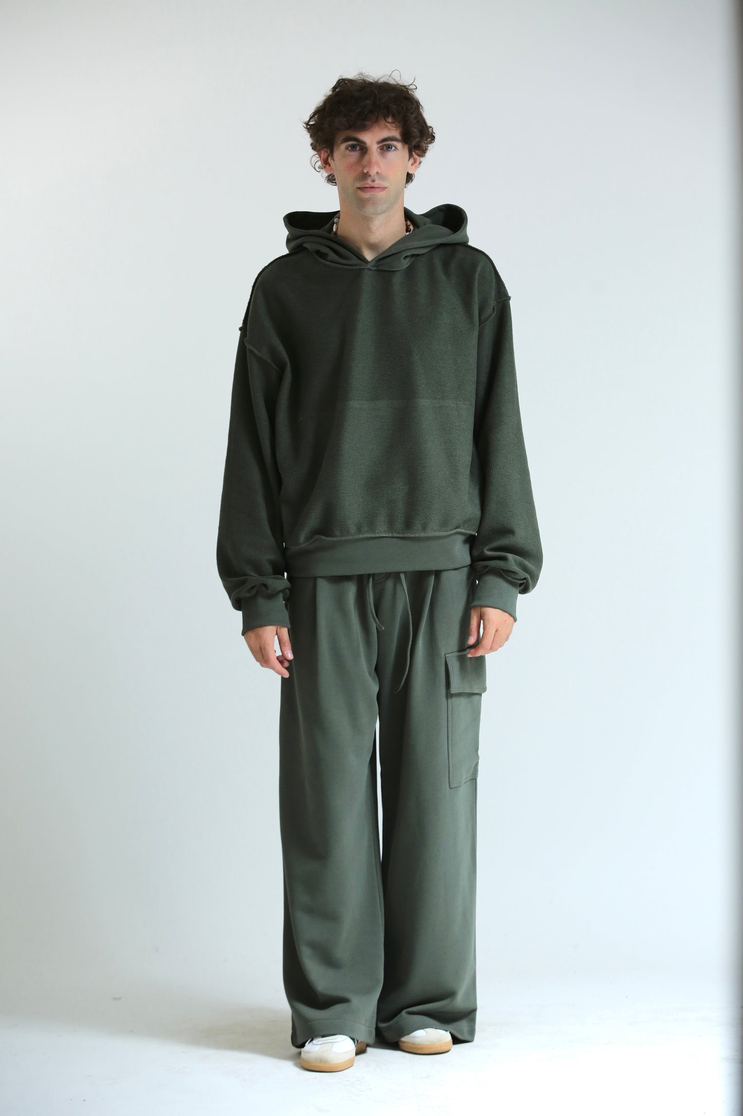 Pantalone Baggy felpa tasconato verde