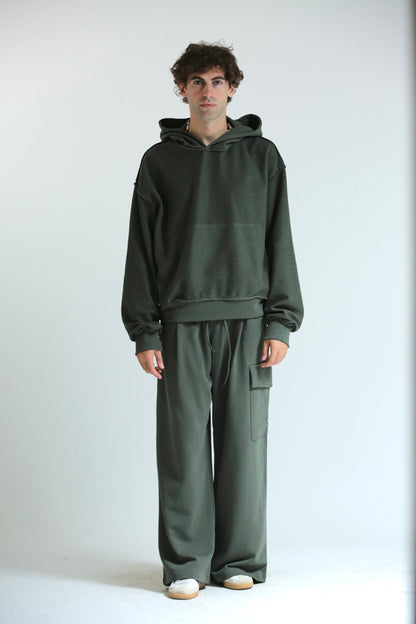 Pantalone Baggy felpa tasconato verde
