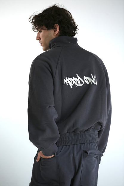 Felpa zip collo alto piombo