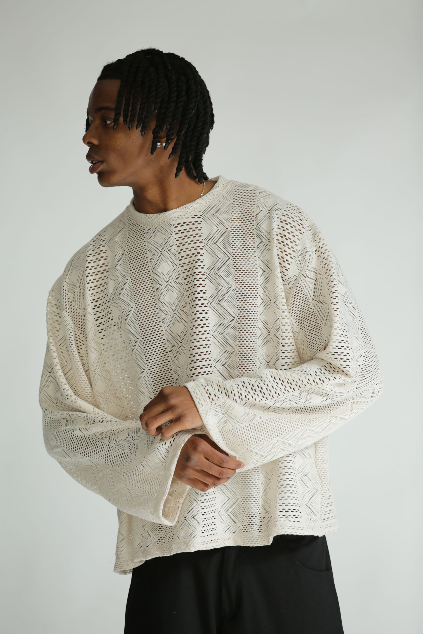 Long sleeve traforata bianca
