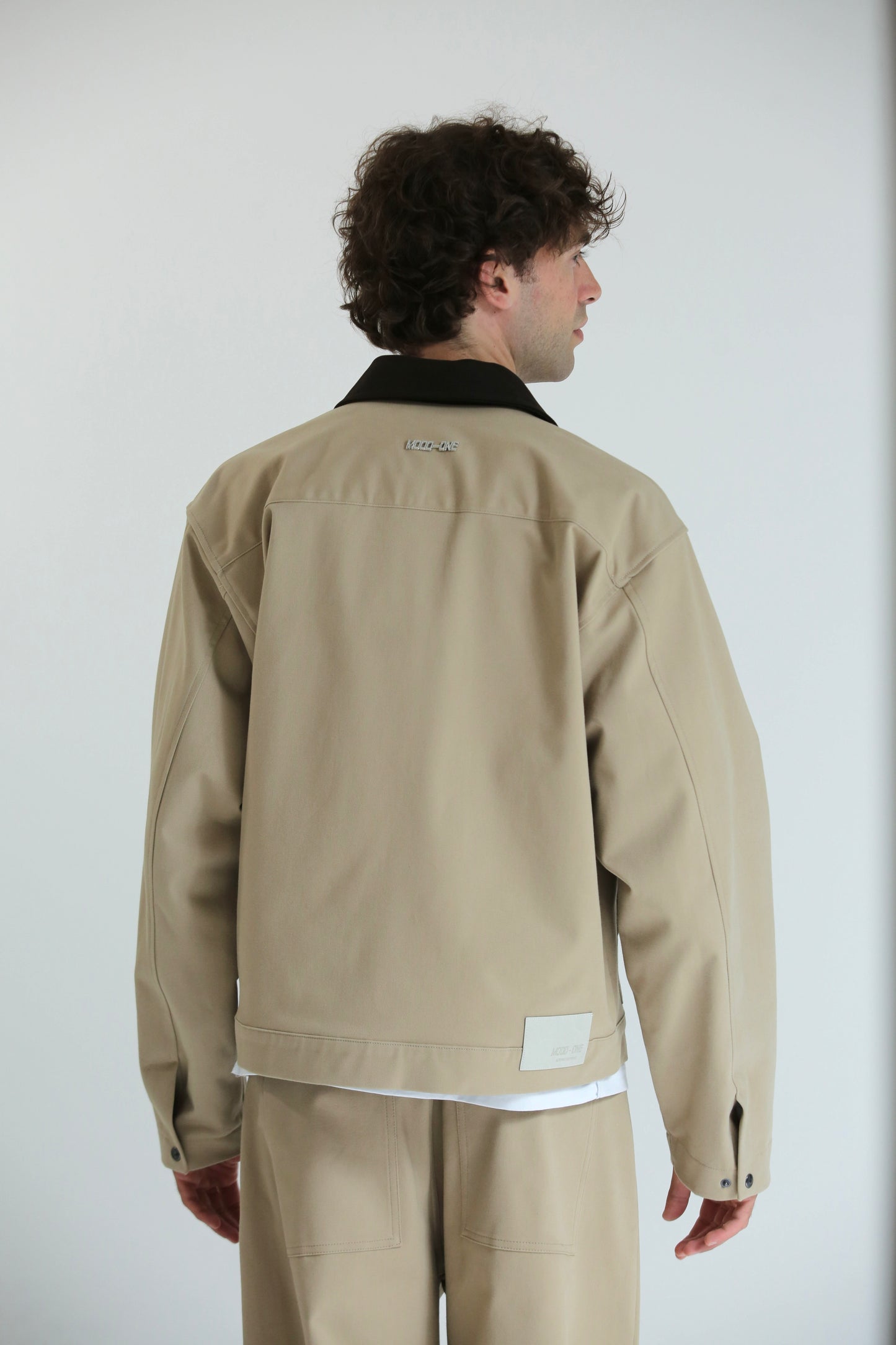 Work jacket collo contrasto beige