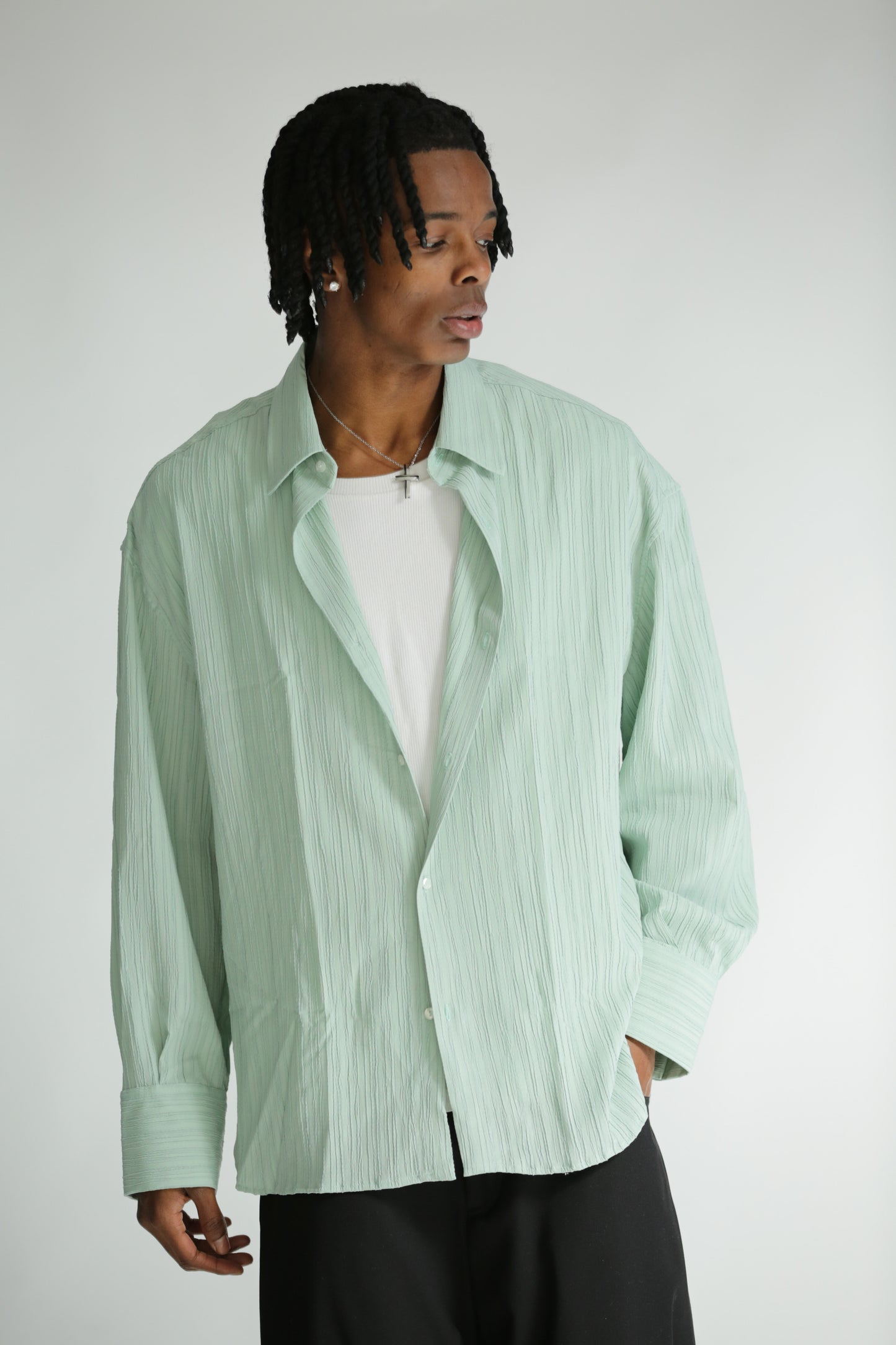 Camicia crepes verde acqua