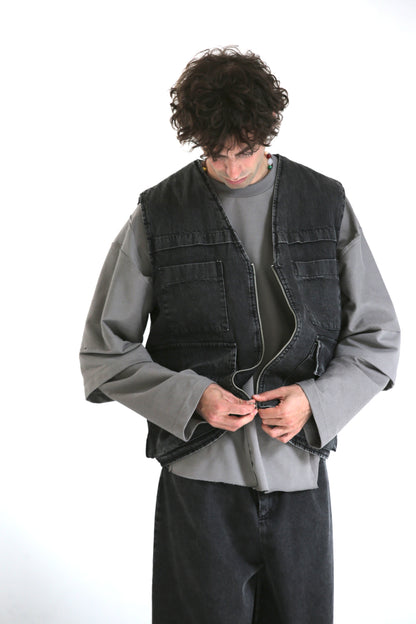 Gilet denim lavaggio black