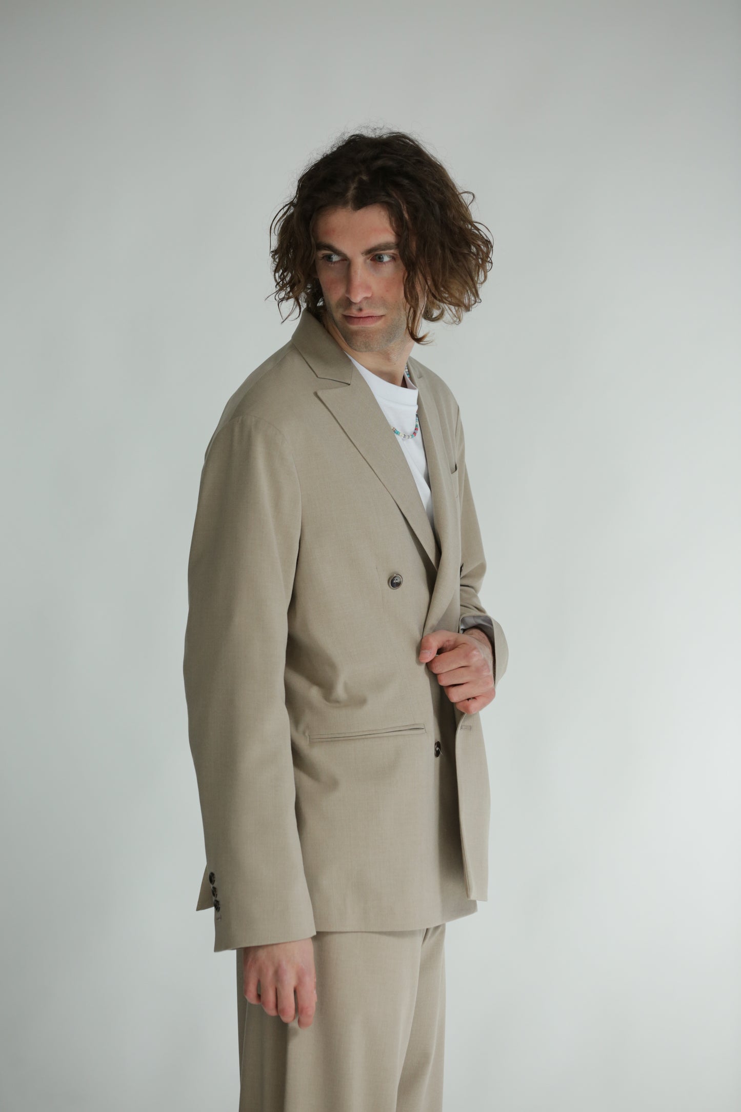 Giacca doppiopetto beige