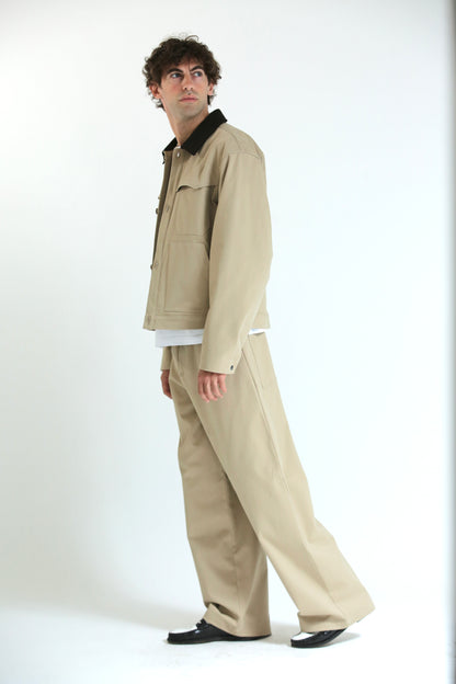 Pantalone Baggy in cotone beige