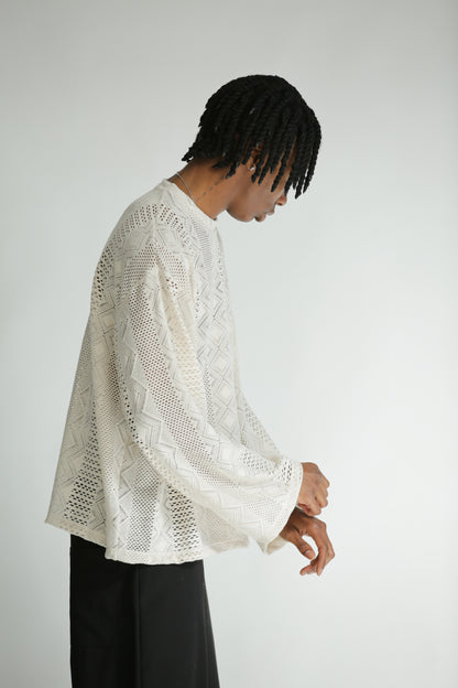 Long sleeve traforata bianca