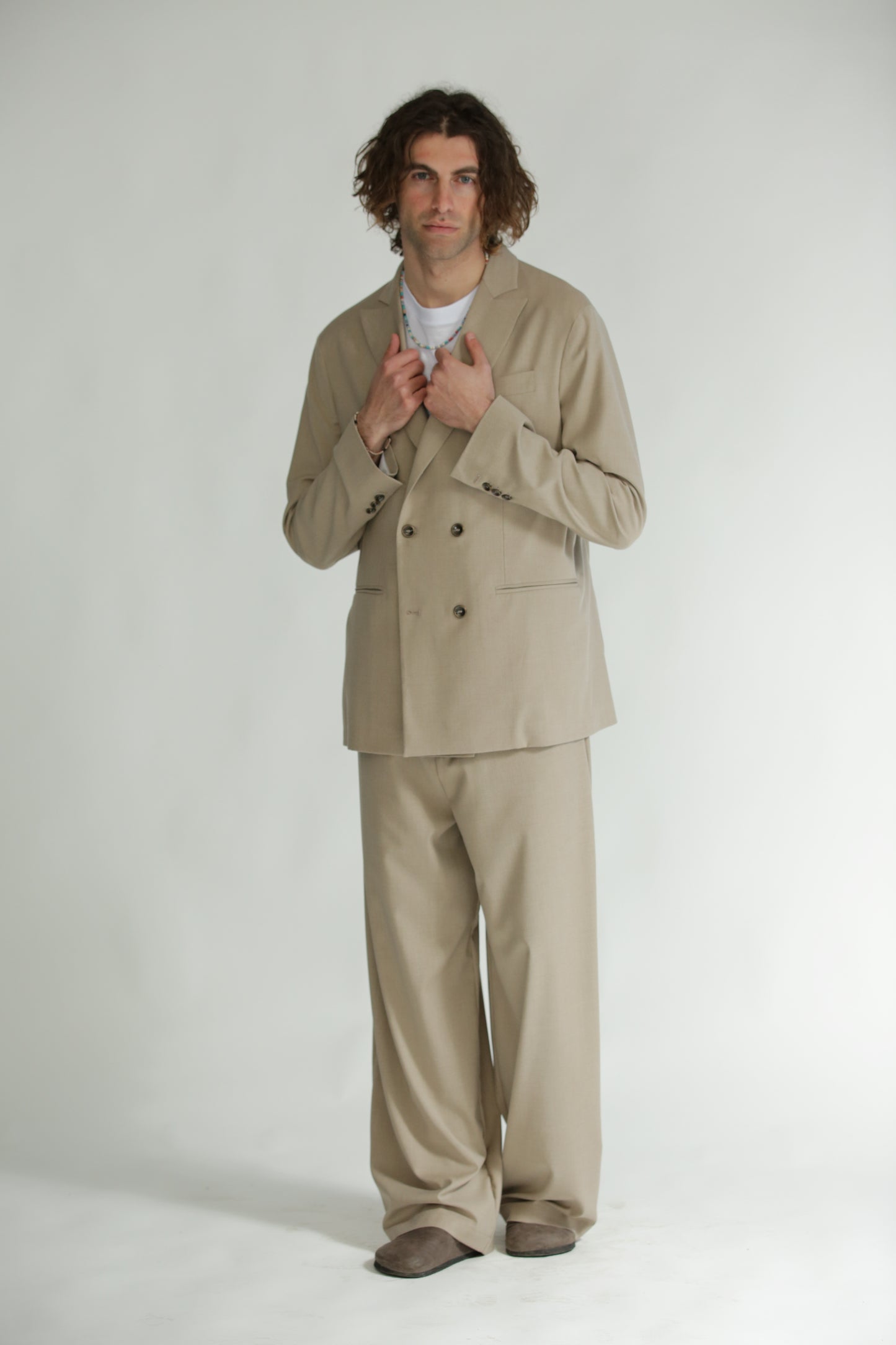 Giacca doppiopetto beige