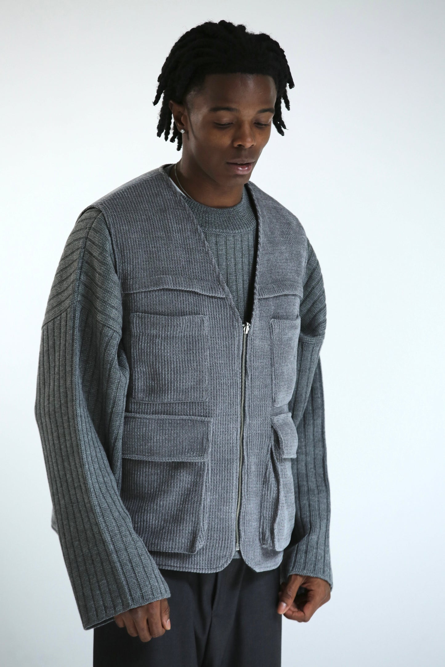 Gilet REVERSIBILE nero nylon / grigio ciniglia