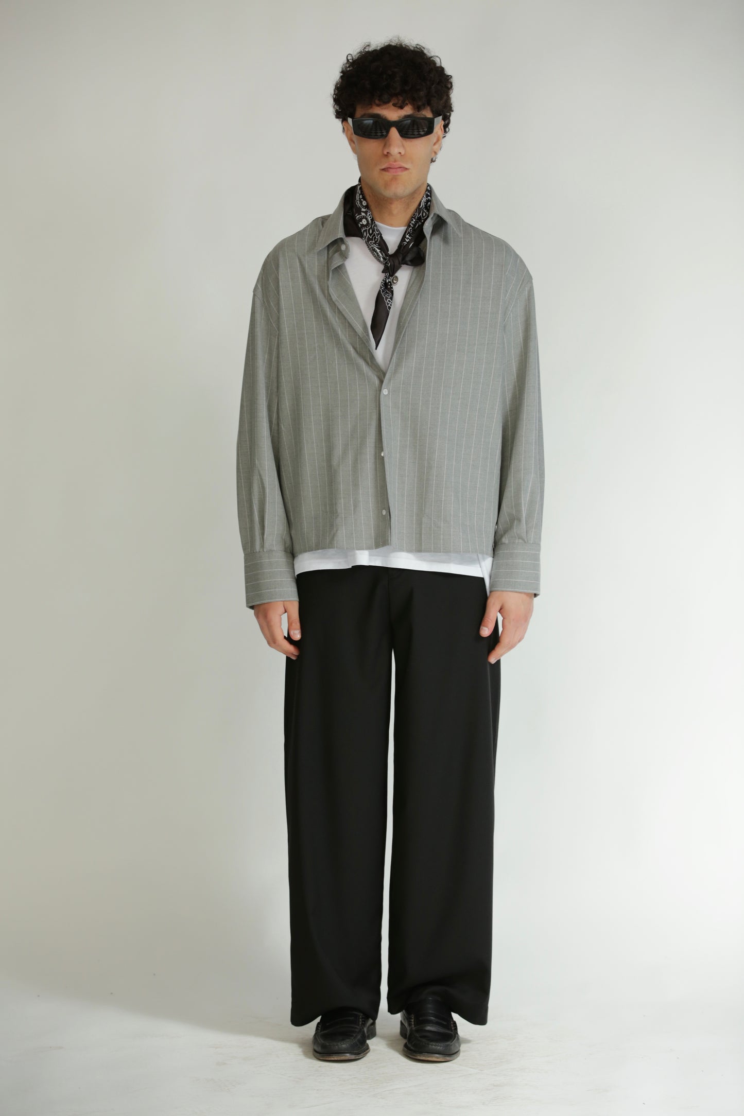 Camicia crop gessata