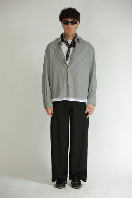 Camicia crop gessata