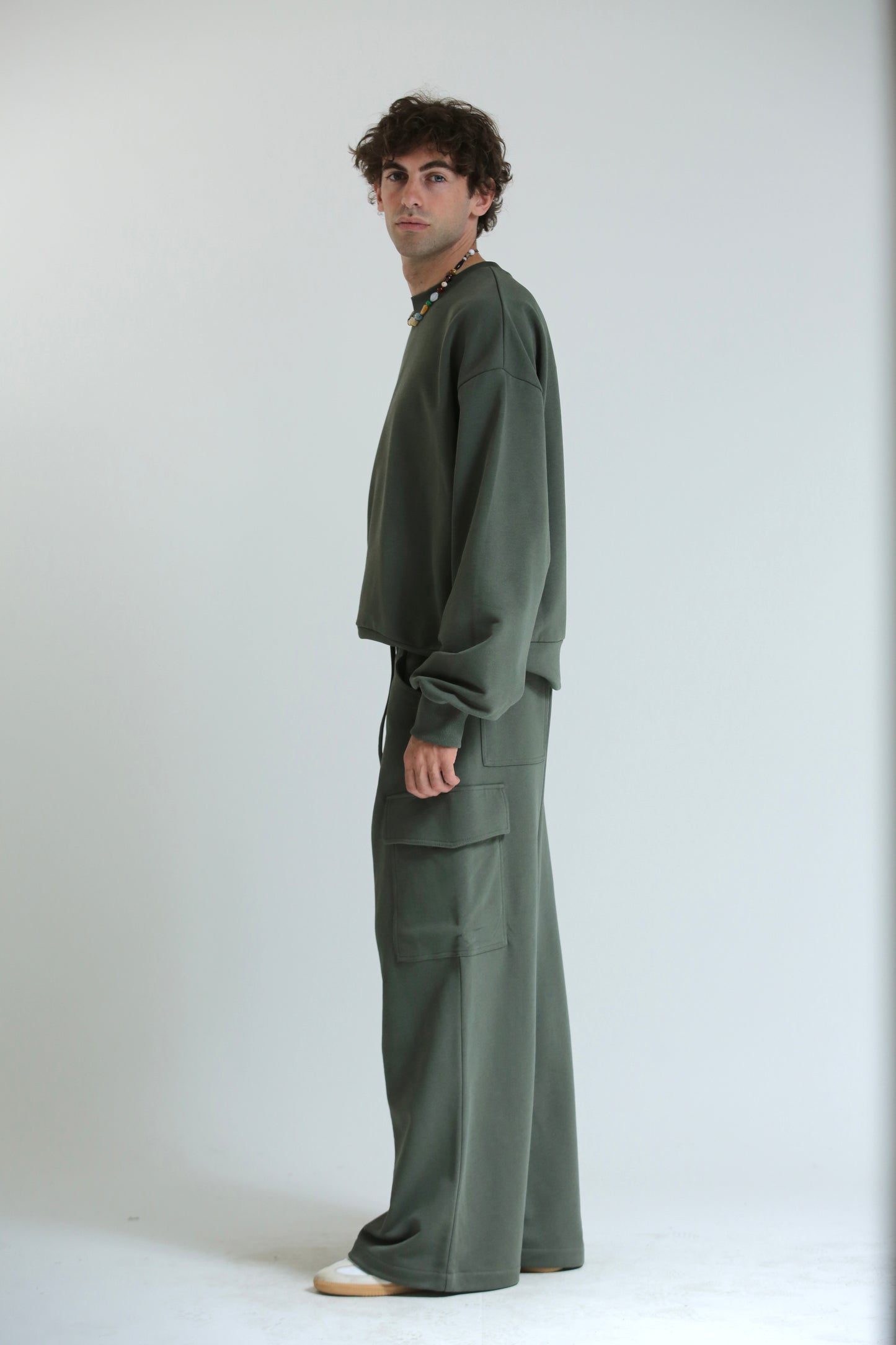 Felpa crop REVERSIBILE verde