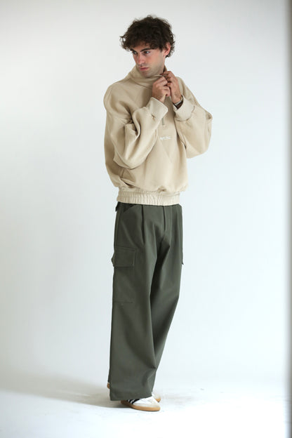 Felpa collo alto beige