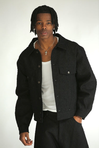 Denim jacket graffiata nera