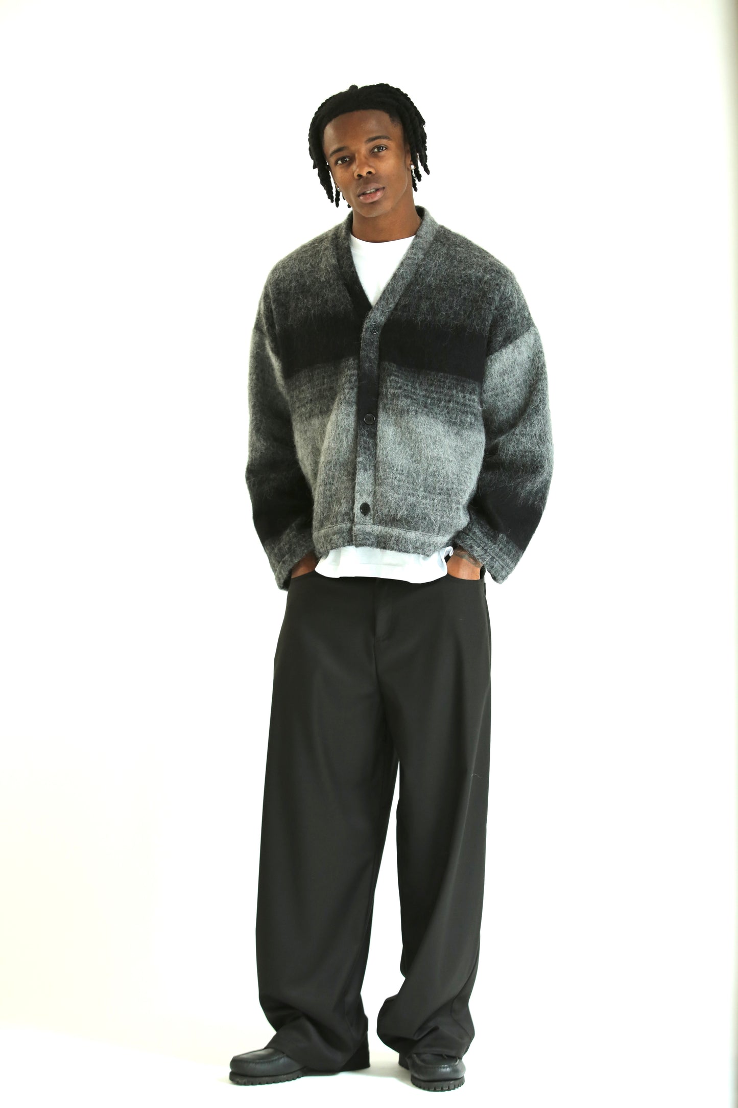 Cardigan mohair grigio nero