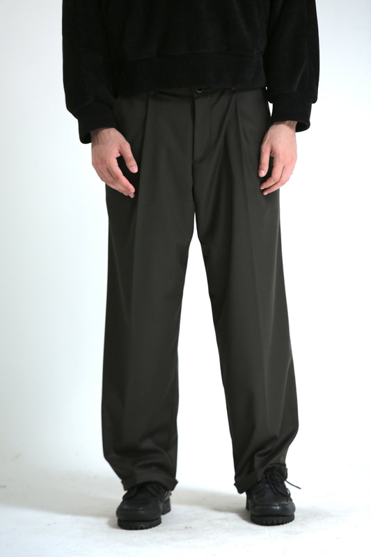 Pantalone vita alta fondo largo verde scuro