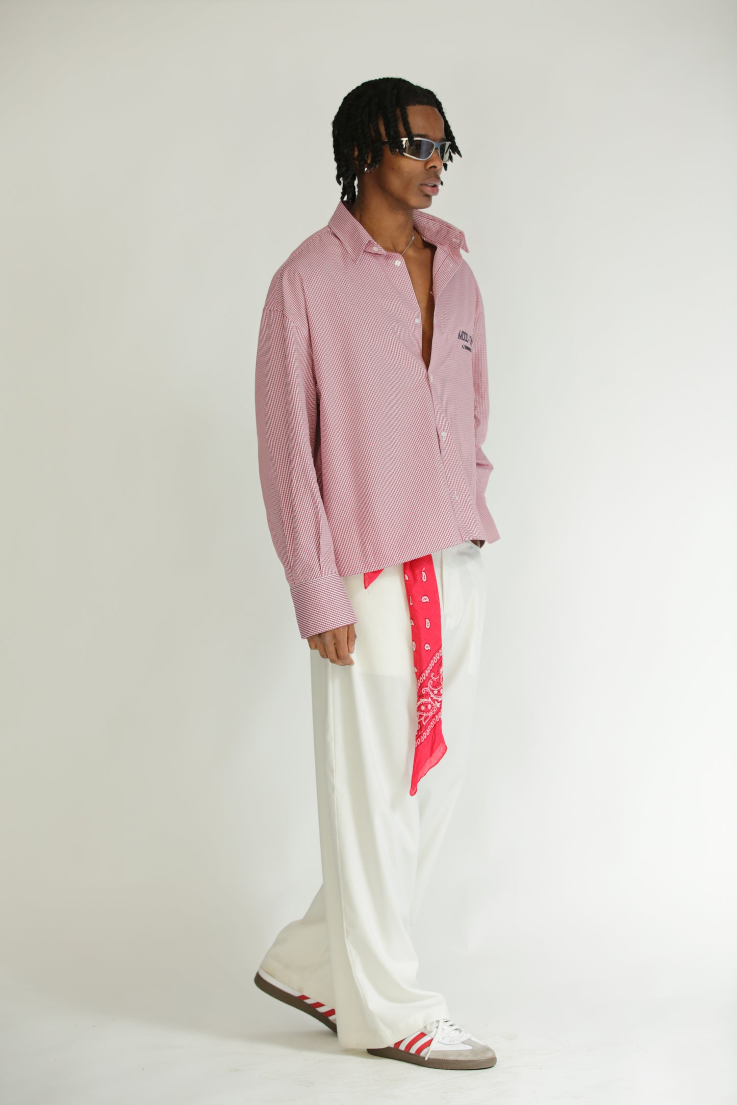 Camicia check rossa crop