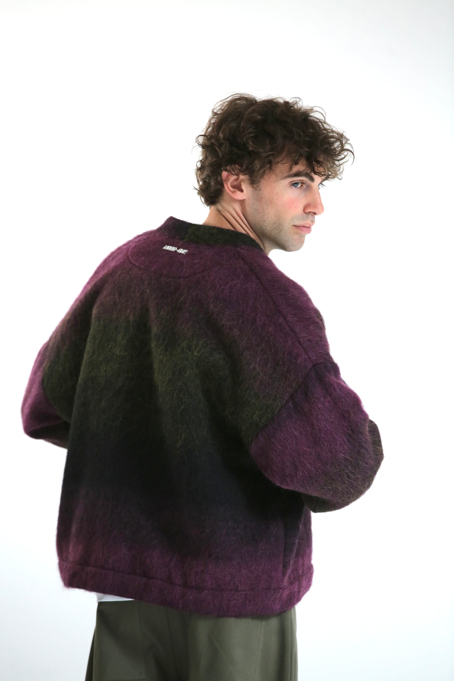Cardigan mohair viola nero verde