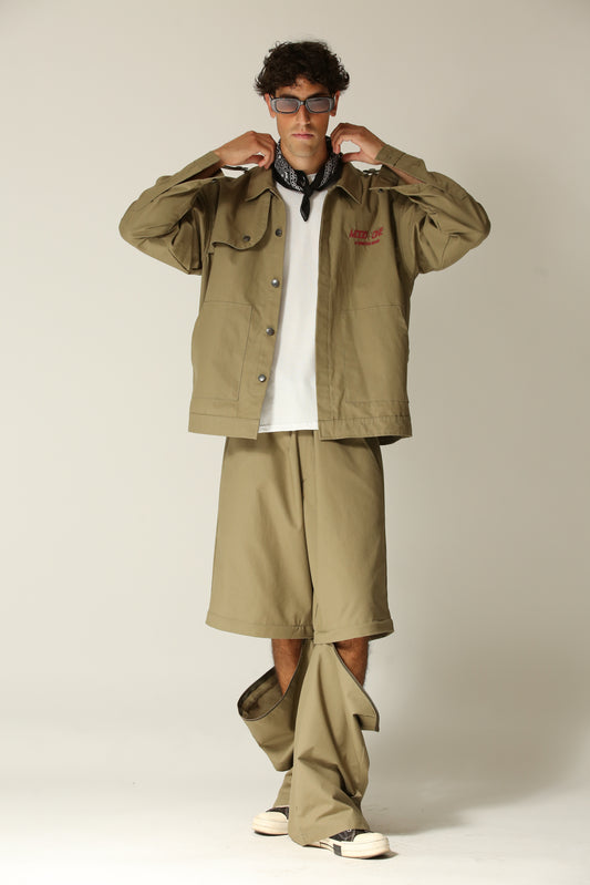 Pantalone bermuda zip verde