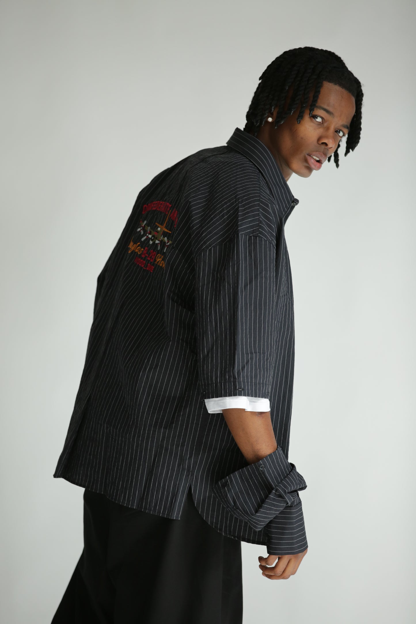 Camicia manica smontabile righe nera