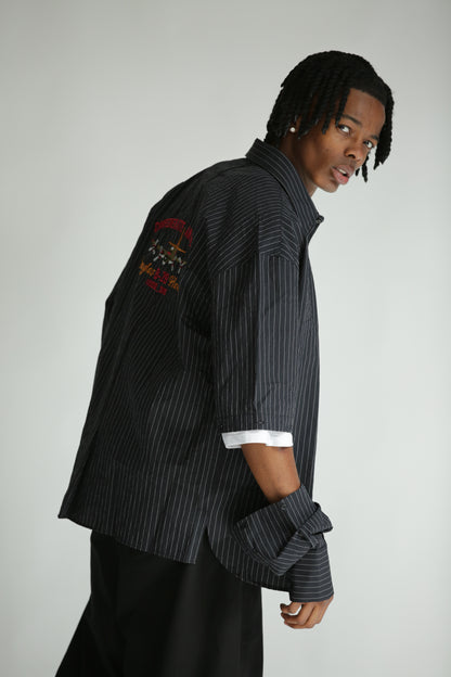 Camicia manica smontabile righe nera