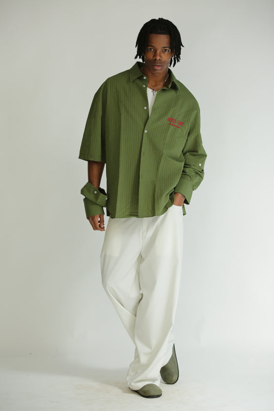 Camicia manica smontabile righe verde