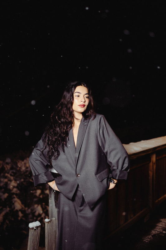 Giacca oversize monopetto crop