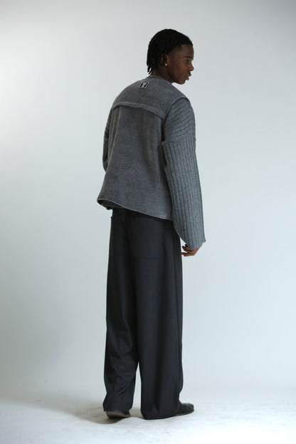 Gilet REVERSIBILE nero nylon / grigio ciniglia
