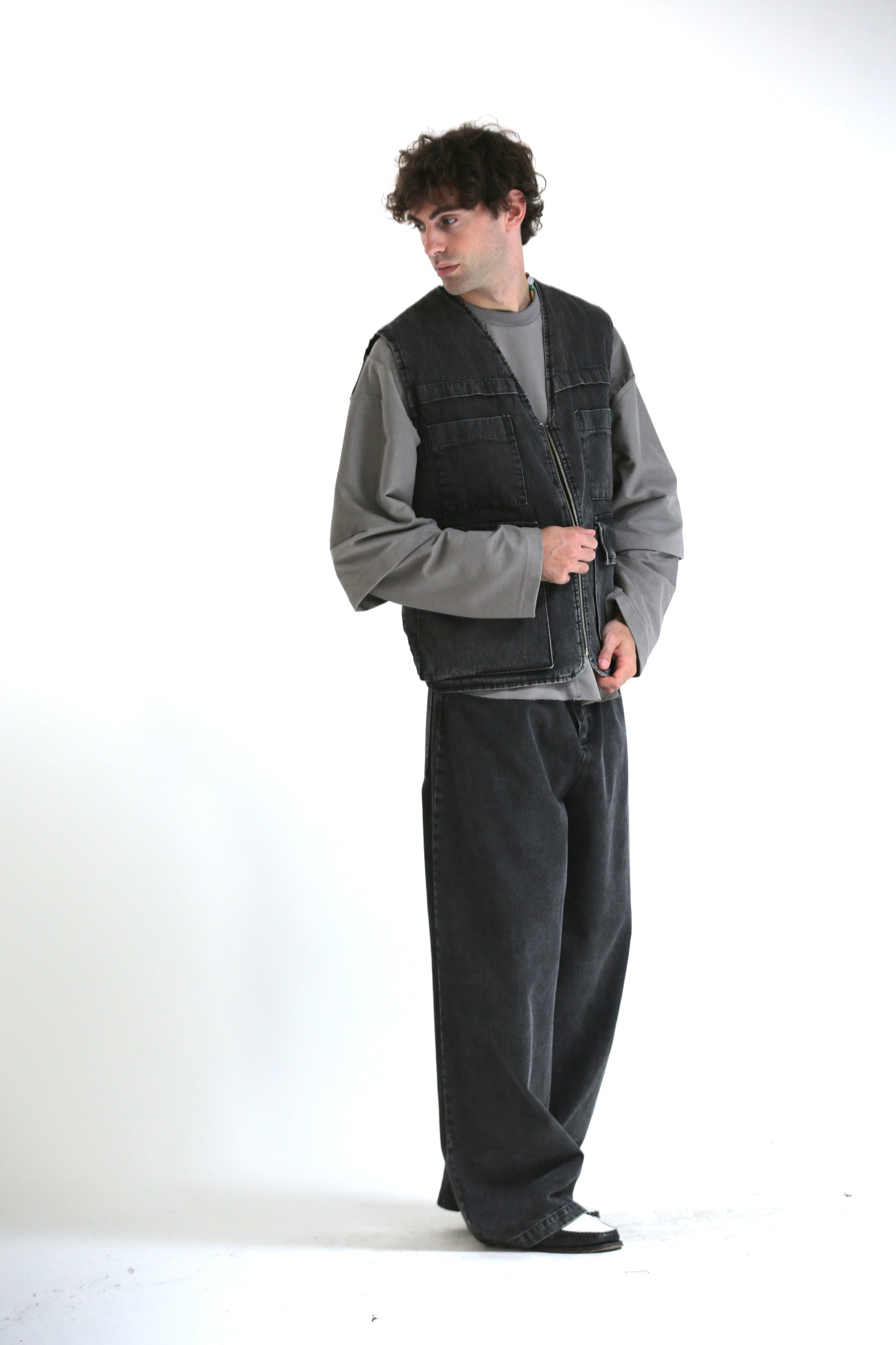 Gilet denim lavaggio black