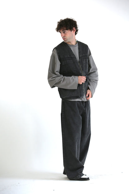 Gilet denim lavaggio black