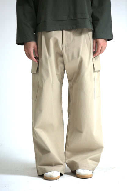 Pantalone tasconato beige cotone