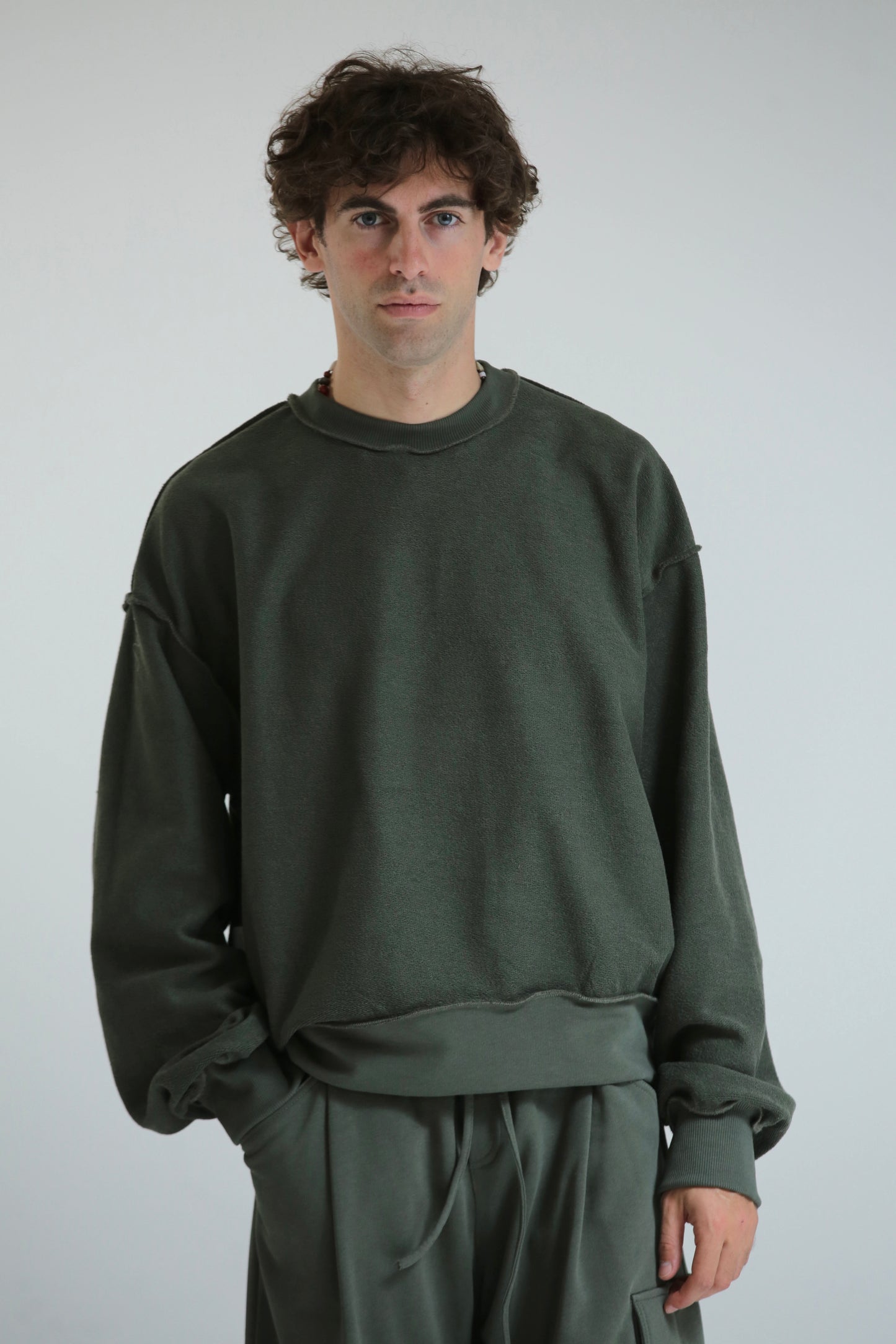 Felpa crop REVERSIBILE verde