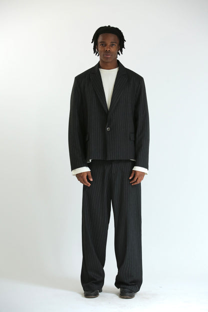 Pantalone Baggy gessato nero