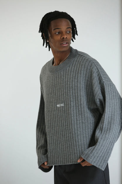 Maglione crop logo grigio
