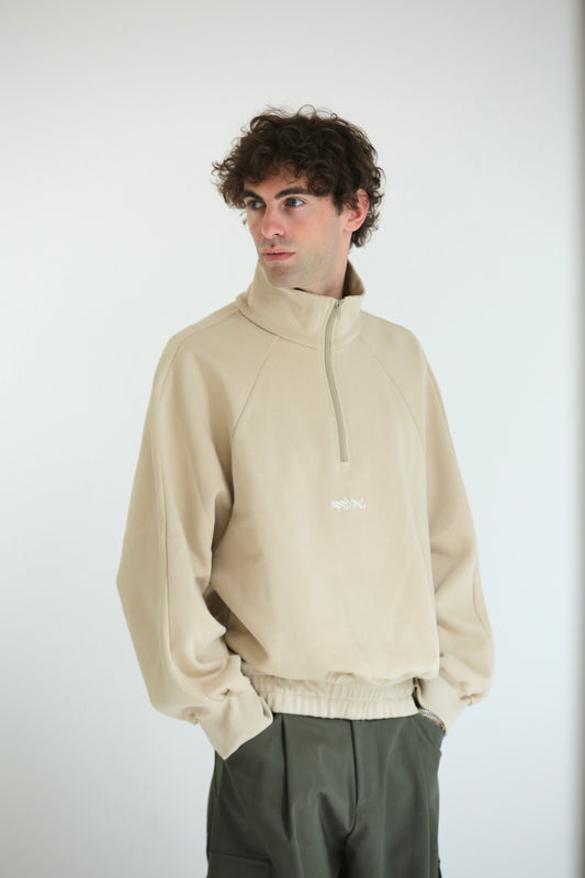 Felpa collo alto beige
