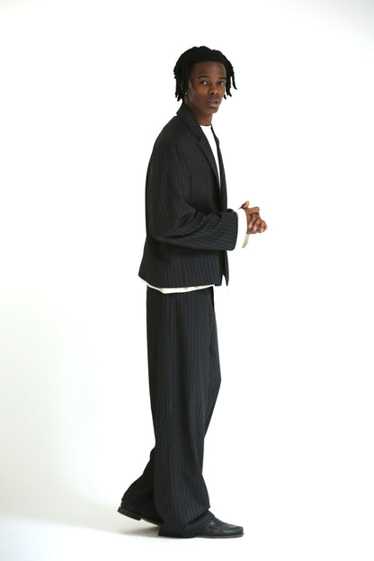 Pantalone Baggy gessato nero