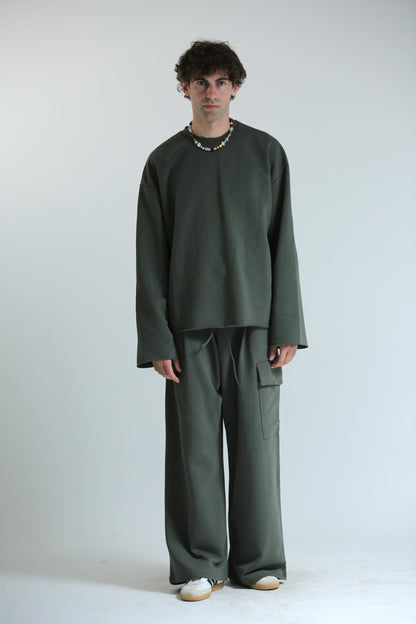 Long sleeve felpa verde REVERSIBILE