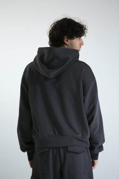 Felpa crop REVERSIBILE cappuccio piombo