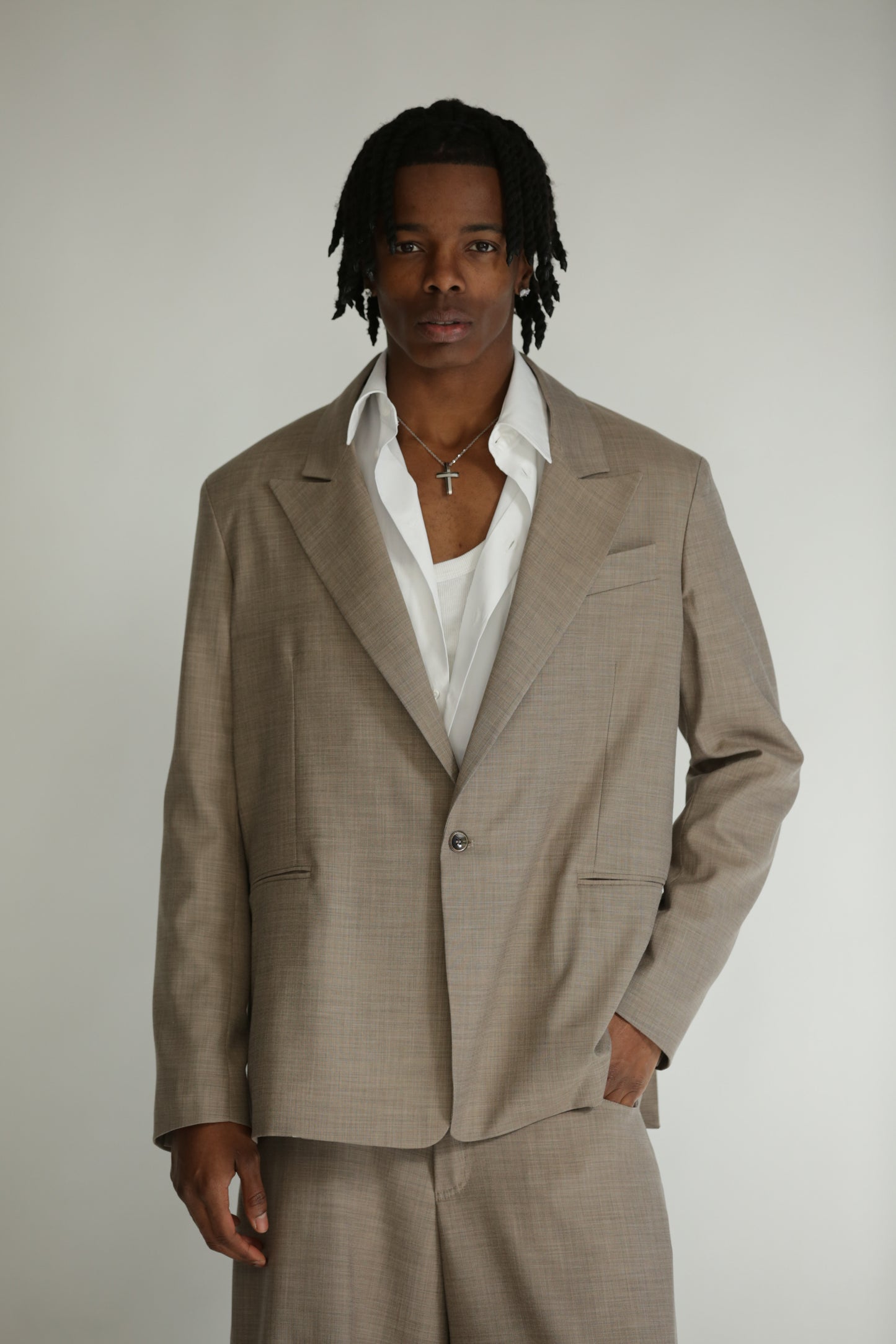 Giacca monopetto Over beige