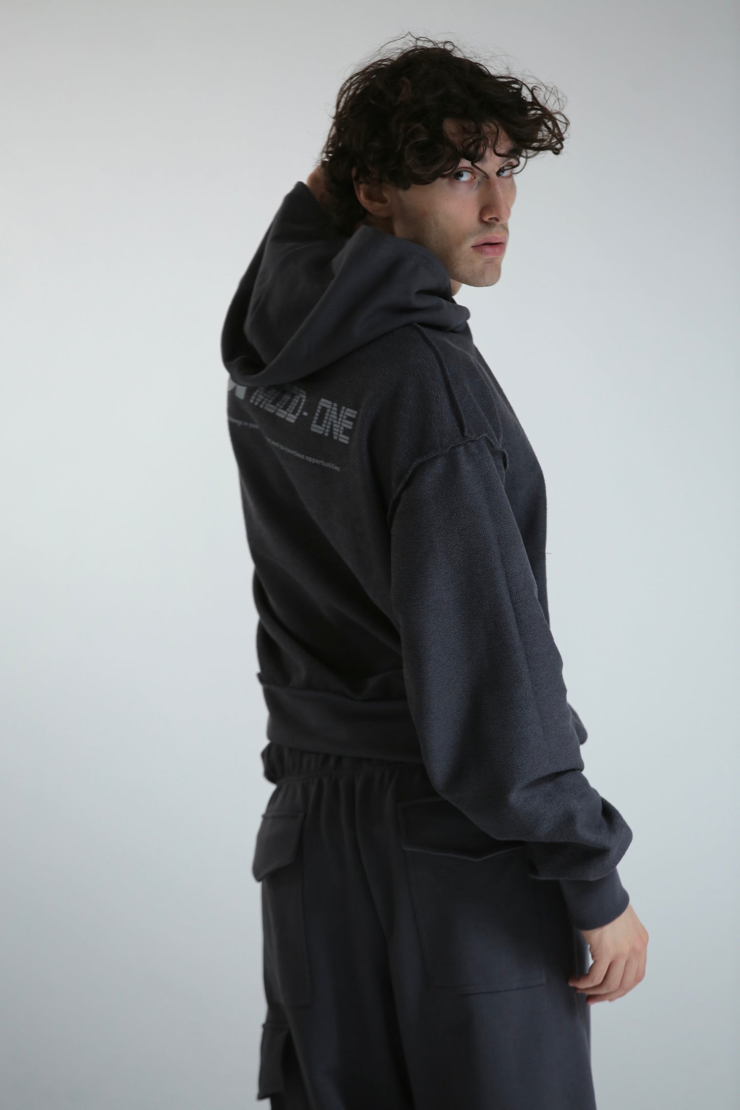 Felpa crop REVERSIBILE cappuccio piombo