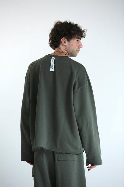 Long sleeve felpa verde REVERSIBILE