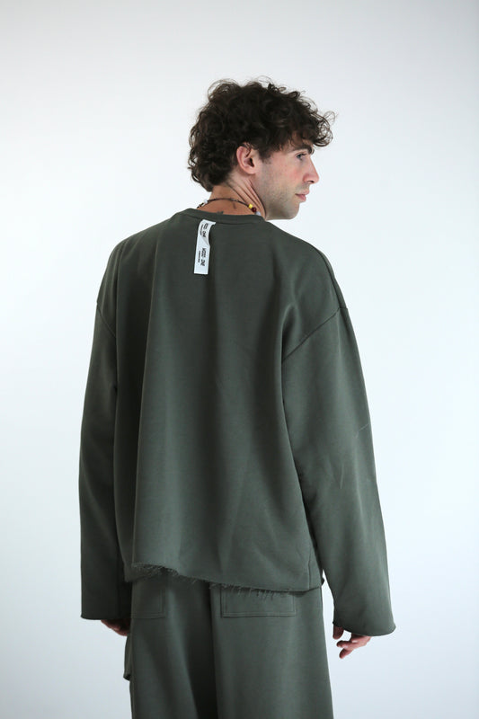 Long sleeve felpa verde REVERSIBILE
