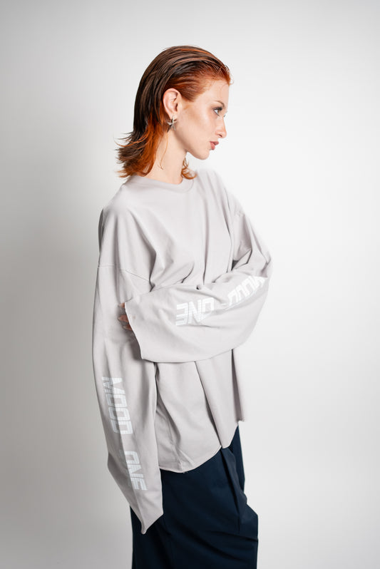 Long sleev unisex grigio perla