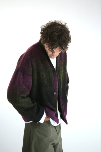 Cardigan mohair viola nero verde