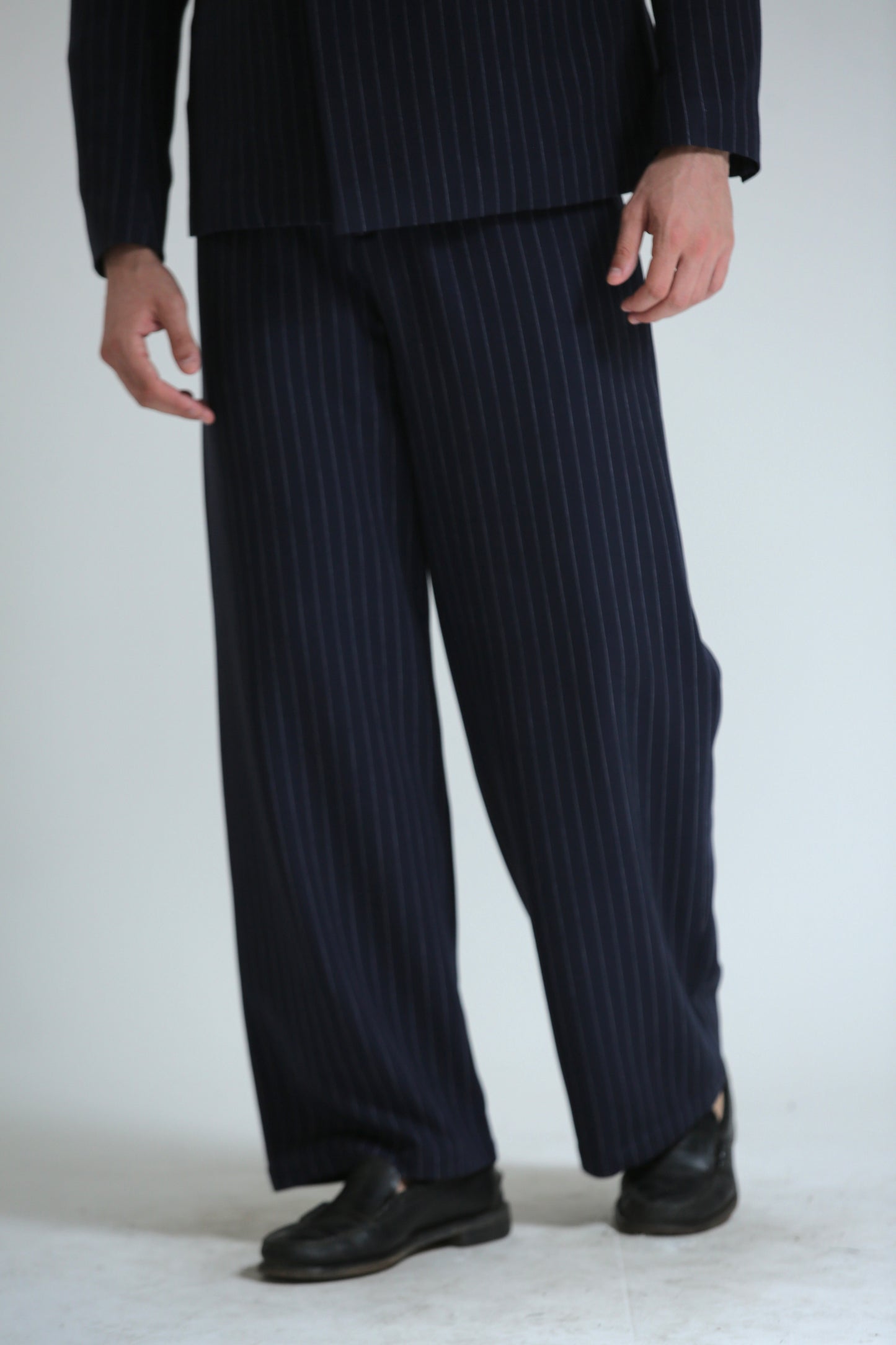 Pantalone Baggy gessato blu