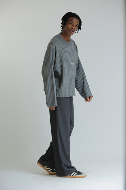 Maglione crop logo grigio